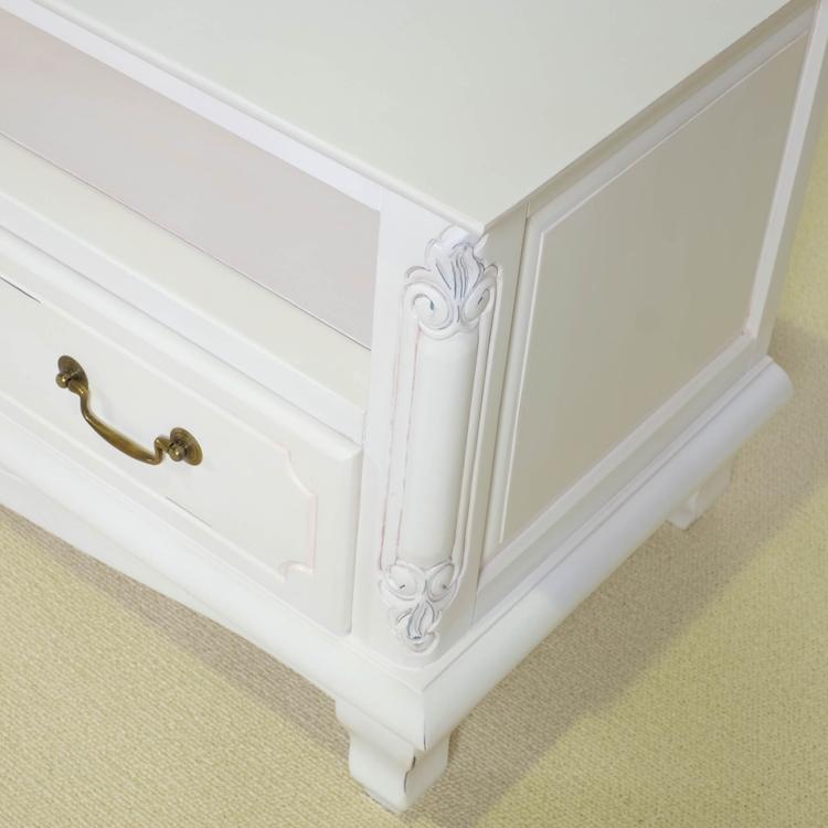 ローボード 幅112cm マホガ二ー材 完成品 ホワイト 高級感 エレガント ホワイト テレビ台 TV台 テレビボード リビングボード 収納 天然木 木製 代引不可 | ブランド登録なし | 07