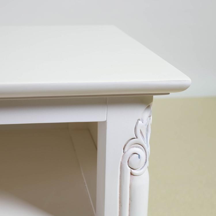 ローボード 幅112cm マホガ二ー材 完成品 ホワイト 高級感 エレガント ホワイト テレビ台 TV台 テレビボード リビングボード 収納 天然木 木製 代引不可 | ブランド登録なし | 08