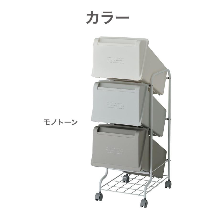 ダストボックス ゴミ箱 縦型 21L×3段 ごみ箱 フタ付き 20L袋 袋止め付き スタンドダストボックス 大容量 スリム 隙間 省スペース キッチン 台所 代引不可_3