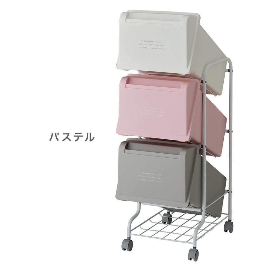 ダストボックス ゴミ箱 縦型 21L×3段 ごみ箱 フタ付き 20L袋 袋止め付き スタンドダストボックス 大容量 スリム 隙間 省スペース キッチン 台所 代引不可_4