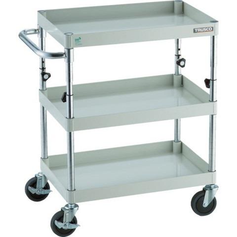 TRUSCO トラスコ フェニックスワゴン 省音 750X500XH700~950 3段 YG色