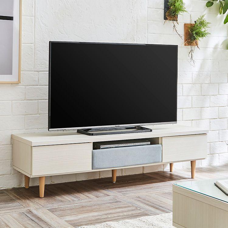 テレビ台 完成品 幅150 奥行45 高さ40 脚付き グレイッシュブルー グリーン オレンジ 北欧 木目 木製 TV台 国産 大川家具 代引不可_1