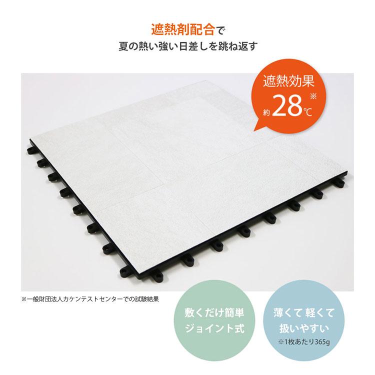 遮熱 タイルデッキ 300×300 24畳 ジョイントタイル 75%カット 庭 屋外 正方形 30cm角 2畳 マット 省エネ 防水 タイルデッキ 防草 ベランダの画像