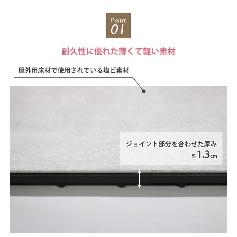 遮熱 タイルデッキ 300×300 24畳 ジョイントタイル 75%カット 庭 屋外 正方形 30cm角 2畳 マット 省エネ 防水 タイルデッキ 防草 ベランダの画像