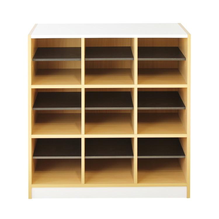 ※法人様限定販売 下駄箱 3列×3段 9人用 フリーラック スリッパラック シューズボックス シューズラックオープン 6足 棚板可動式 中棚付き 幅55cm 代引不可の画像