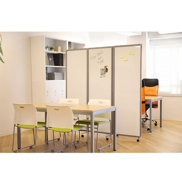 ※法人様限定販売 パーテーション 3連 折りたたみパーテーション ホワイトボードタイプ 幅180cm 高さ180cm キャスター付き 代引不可の画像