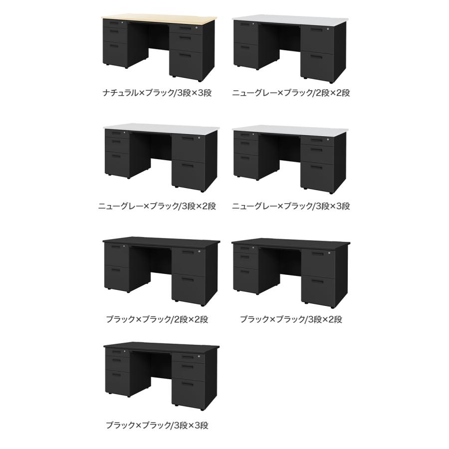 ※法人様限定販売 オフィスデスク 両袖机 幅140×奥行き70cm デスク 両袖デスク スチールデスク 事務机 事務用デスク ワークデスク パソコンデスク 代引不可の画像