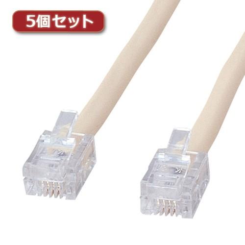 5個セット サンワサプライ シールド付ツイストモジュラーケーブル TEL-ST-15N2X5 TEL-ST-15N2X5 家電 サンワサプライ