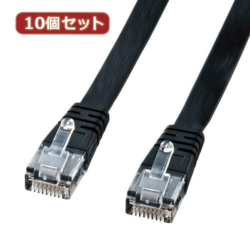 10個セット サンワサプライ UTPエンハンスドカテゴリ5より線フラットケーブル ブラック・2m LA-FL5-02KX10 代引不可