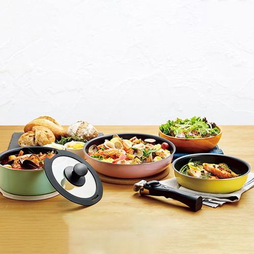 コロセレ キッチンウェア5点セット フライパン20cm・26cm、クックポット18cm、ガラス蓋18cm、着脱式ハンドル CSS-75 代引不可の画像