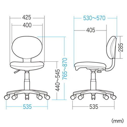 サンワサプライ OAチェア ブルー SNC-E6BL2 代引不可の画像
