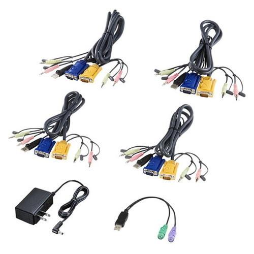 サンワサプライ USB・PS/2コンソール両対応パソコン自動切替器 4:1 SW-KVM4HVCN 代引不可の画像