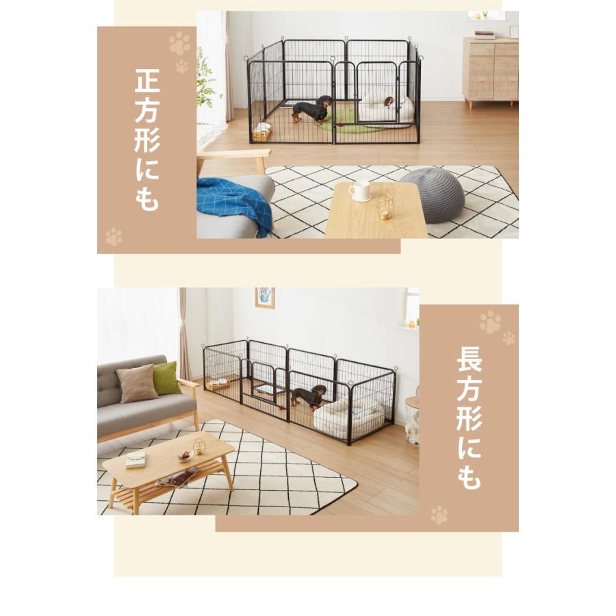 ペットケージ 犬 高さ60cm ブラック ドア付き 八角形 折りたたみ おしゃれ ペットサークル ペットフェンス ドッグケージ 屋内 屋外犬用品_7
