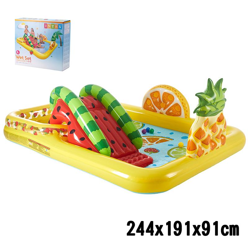 季節玩具 プール INTEX ビニールプール ファンフルーティプレイセンター Fun'N Fruity Play Center 補修シート付 ファミリープール 家庭用プール 大型プール