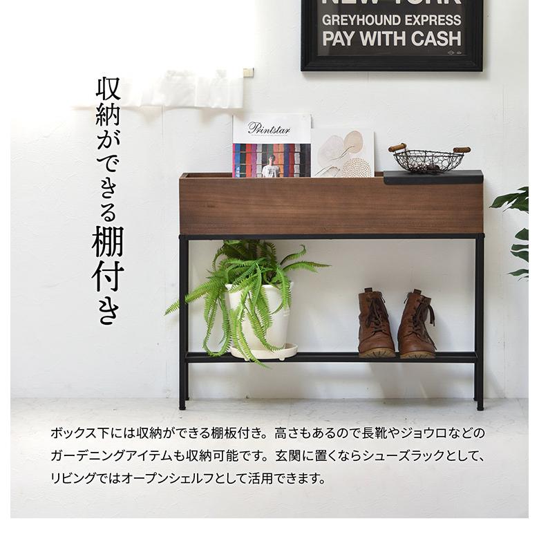 プランター 長方形 幅80cm 桐の天然木のプランタースタンド LID W800×D160×H620mm プランターラック サイドテーブル 植物スタンド 代引不可の画像