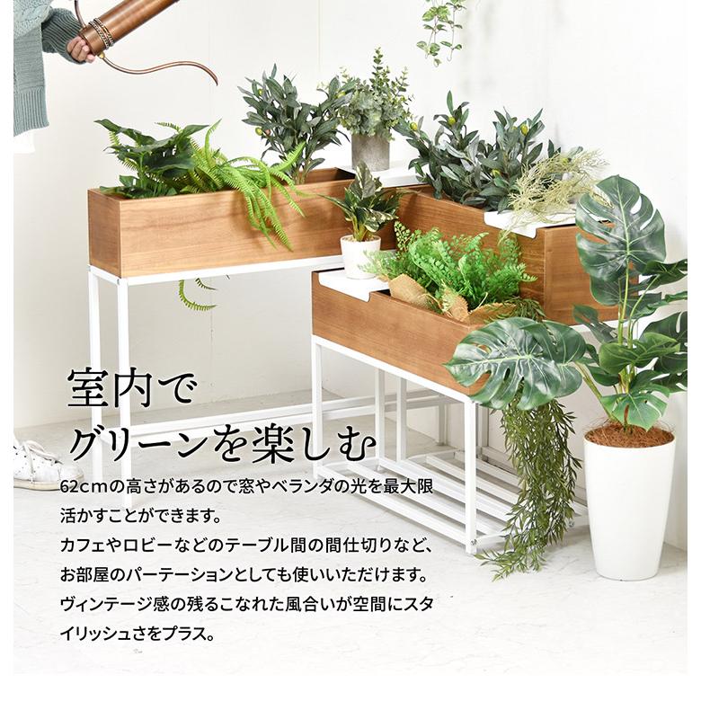 プランター 長方形 幅80cm 桐の天然木のプランタースタンド LID W800×D160×H620mm プランターラック サイドテーブル 植物スタンド 代引不可の画像
