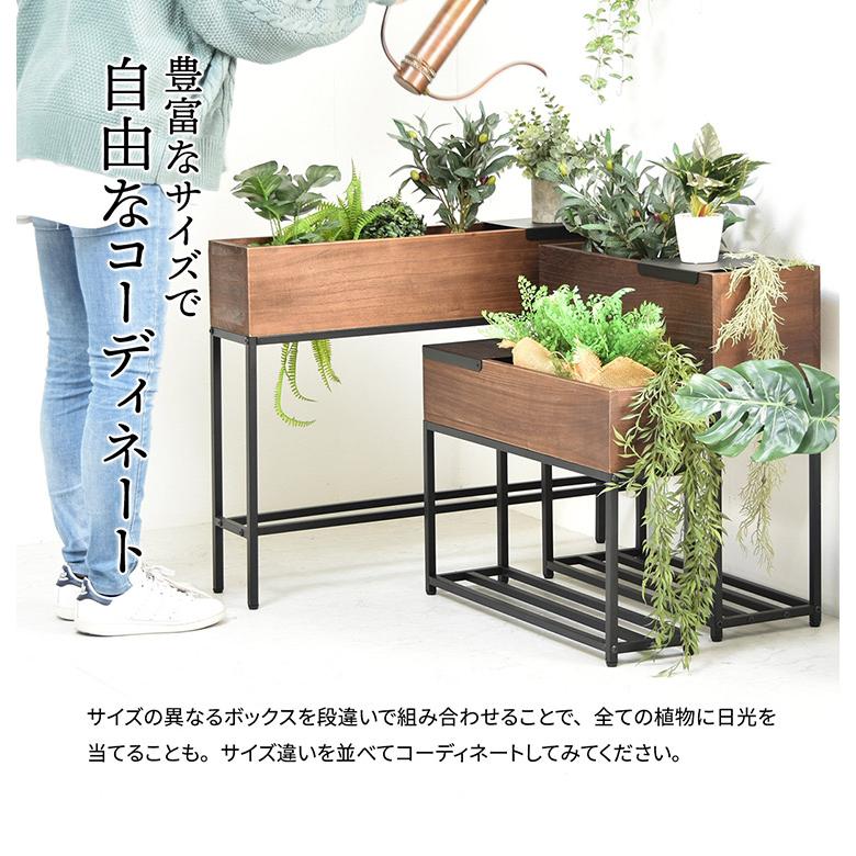プランター 長方形 幅80cm 桐の天然木のプランタースタンド LID W800×D160×H620mm プランターラック サイドテーブル 植物スタンド 代引不可の画像