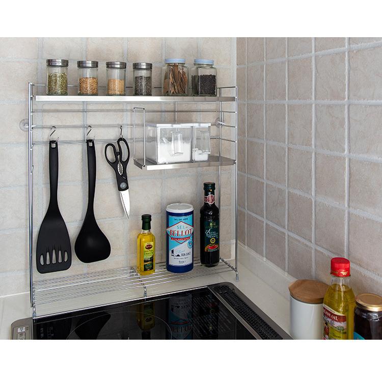 日本製 燕三条 コンロ横ラック 3段 シルバー スパイスラック 調味料