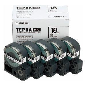 キングジム テプラPROテープエコパック 白ラベル 5個入 1 箱 SS18K-5P 文房具 オフィス 用品
