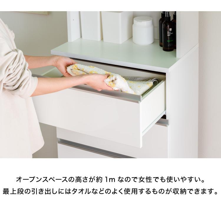 ランドリーチェスト ハイタイプ 幅50 高さ180 奥行40 国産 大川家具 完成品 ランドリー収納 ランドリーボックス サニタリーラック サニタリーチェスト 代引不可_9