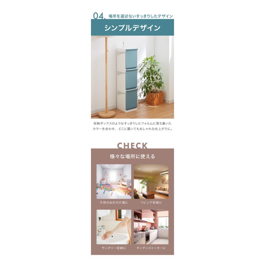 ランドリーボックス ランドリー収納 ランドリーラック サニタリー収納 4色】隠せる ランドリーラック スリム3段 幅約22cm 日本製 ランドリー