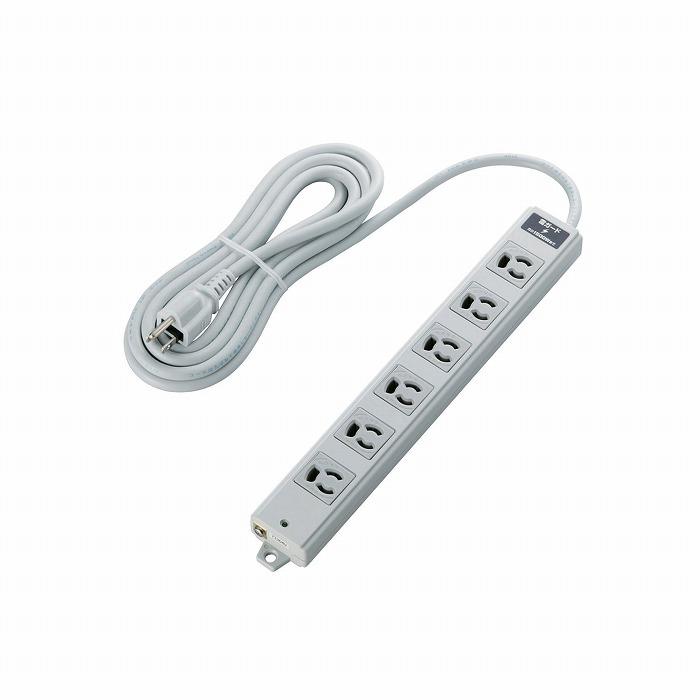 エレコム 工事・物件に最適な3ピン 熱に強い 雷ガード マグネット付 電源タップ 6個口 3m グレー T-WRMK3630LG/RS 代引不可
