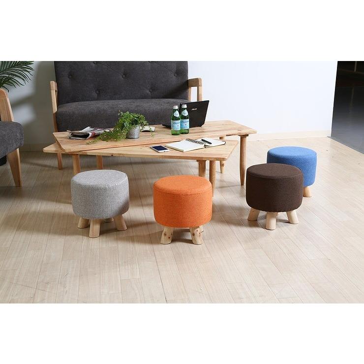 ミニファブリックスツール ベージュ ラウンド 幅28×奥行28×高さ28cm 綿 ウレタンフォーム 合板 天然木 代引不可 | ブランド登録なし | 04