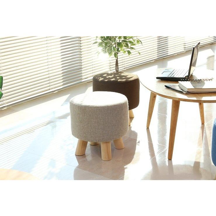 ミニファブリックスツール ベージュ ラウンド 幅28×奥行28×高さ28cm 綿 ウレタンフォーム 合板 天然木 代引不可 | ブランド登録なし | 06