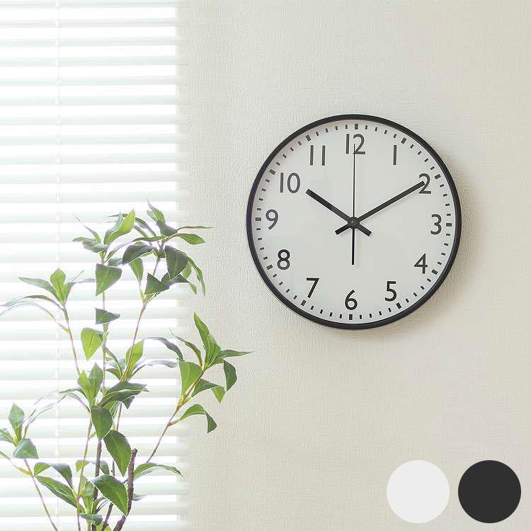静音式掛時計シンプル 25cm BK WH 掛時計 完成品 モノトーン シンプル