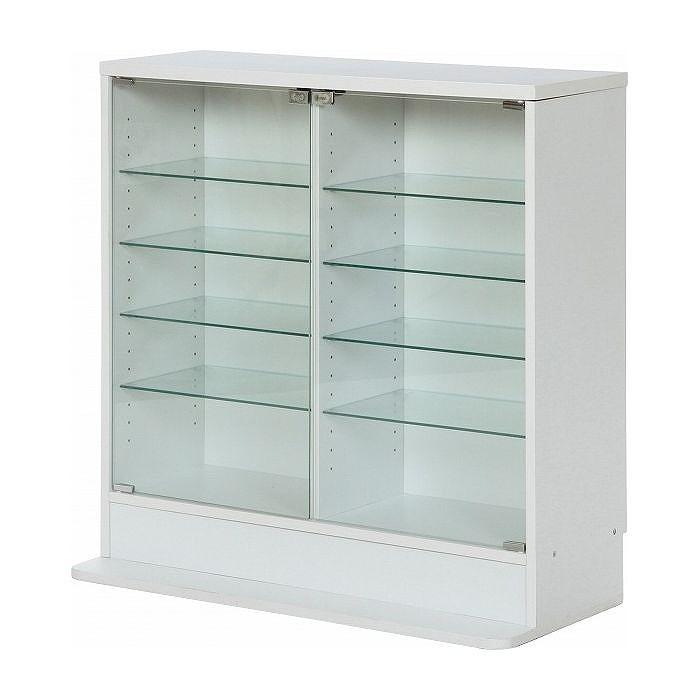 コレクションケース コレクションラック ガラス 浅型 W900×D290×H900mm MDF 強化ガラス おしゃれ ホワイト 代引不可