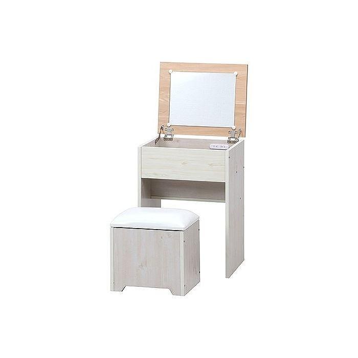 ドレッサーデスク ナチュラル×ホワイト スツール付き W492×D394×H700mm おしゃれ 机 収納 代引不可