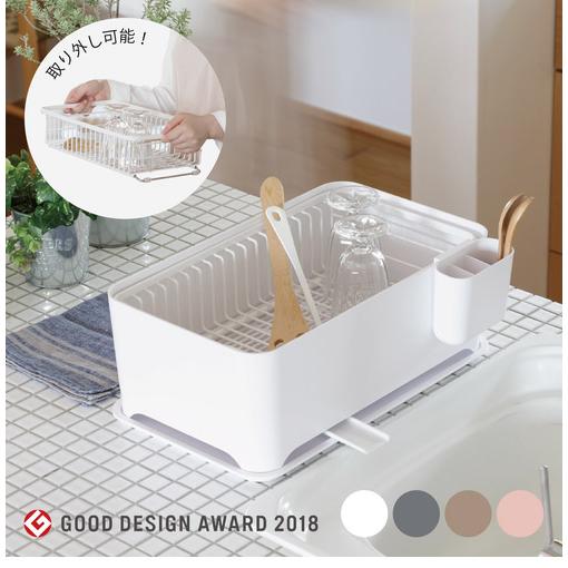 YOHAKU 水切りかご ふた付き コンパクト お手入れ簡単 大容量 コンパクトにまとまる水切りセット ライトグレー MG-0309 水切りバスケット 水切りカゴの画像