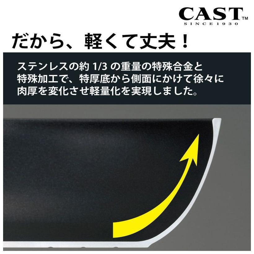 北陸アルミニウム 日本製 センレンキャスト フライパン 30cm A-0245 天然木ハンドル ガス火専用 軽くて丈夫なフライパン 国産 HOKUA ホクア｜rcmdhl｜08