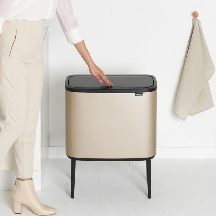 ブラバンシア Boタッチビン 11L+23L 2分別 シャンパン ごみ箱 ゴミ箱