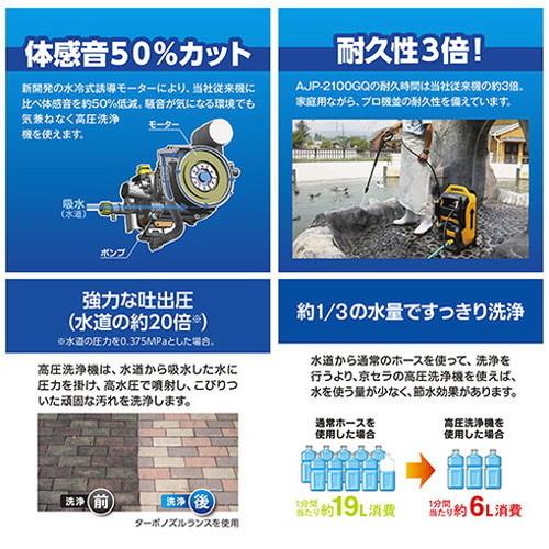 ブランド登録なし - 京セラ KYOCERA 高圧洗いもの機 50サイクル AJP-2100GQ洗車 洗いもの 洗い濯ぎ 洗い濯ぎ 壁 庭 剪断応力 調節する 自吸機能 配管 15m 50サイクル 東日本 旧リョービ