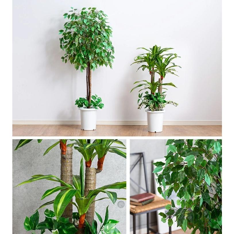低価格で大人気の フェイクグリーン 幸福の木 観葉植物 お店 代引不可 自宅 2点セット インテリアグリーン 事務所 ベンジャミン 水やり不要 オフィス 鉢ポット付き 光触媒加工 人工観葉植物 花 観葉植物