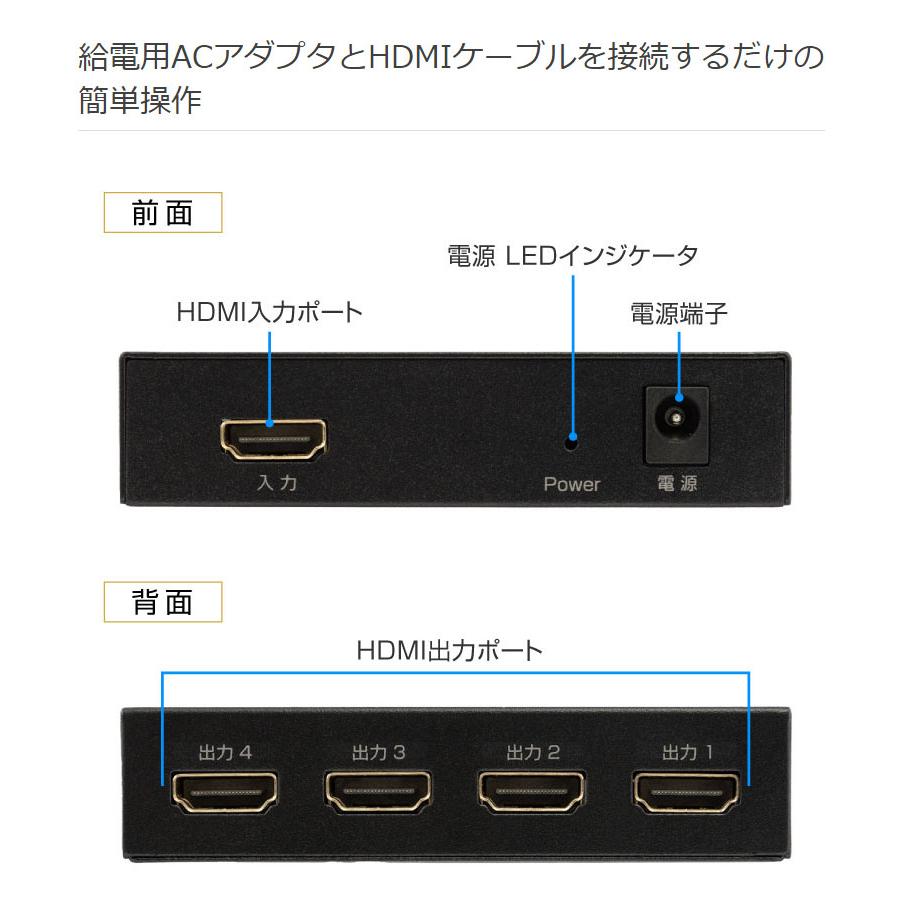 HDMIスプリッター 4ポートモデル GH-HSPH4-BK PC モニター ディスプレイ PC用品 パソコン テレビ 分配器 Green House グリーンハウス｜rcmdhl｜06