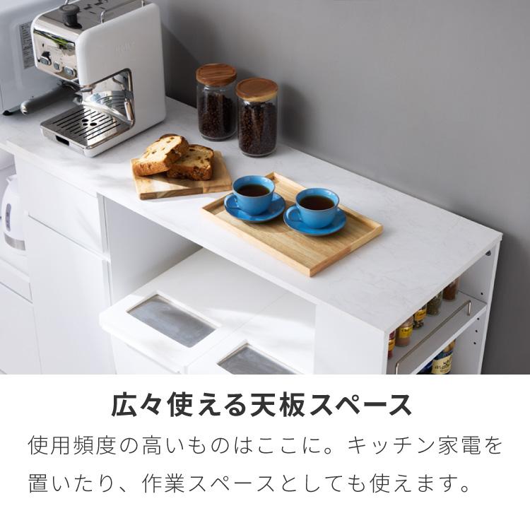 伸縮キッチンカウンター 2点セット 幅104~178 大理石調 フラット 2口