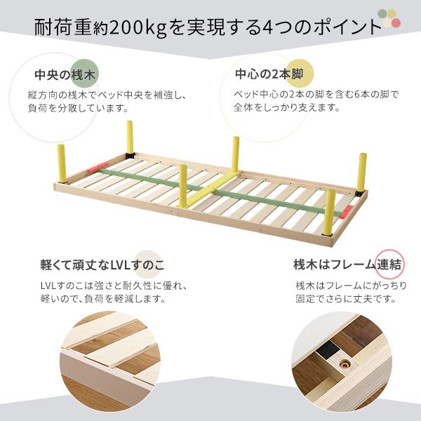 パイン材高さ2段階調整脚付きすのこベッド シングル 北欧パイン すのこベッド ベッド 2段階高さ調節 天然木パイン ベッドフレーム フレームのみ 代引不可｜rcmdhl｜10