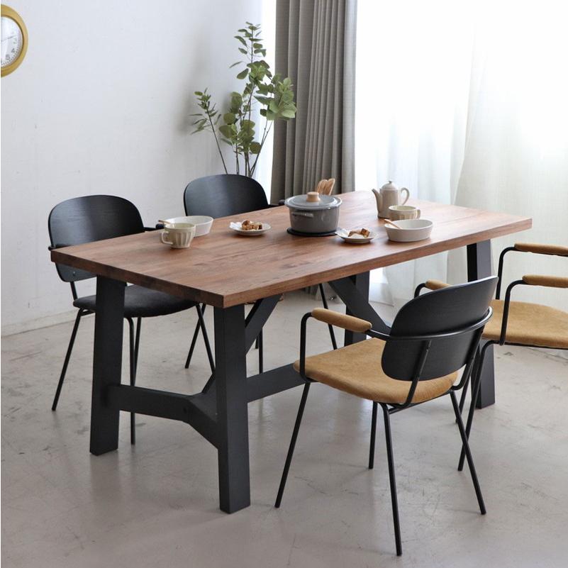 ダイニングテーブル 幅160cm ミックス無垢材 ウレタン塗装 アイアン脚