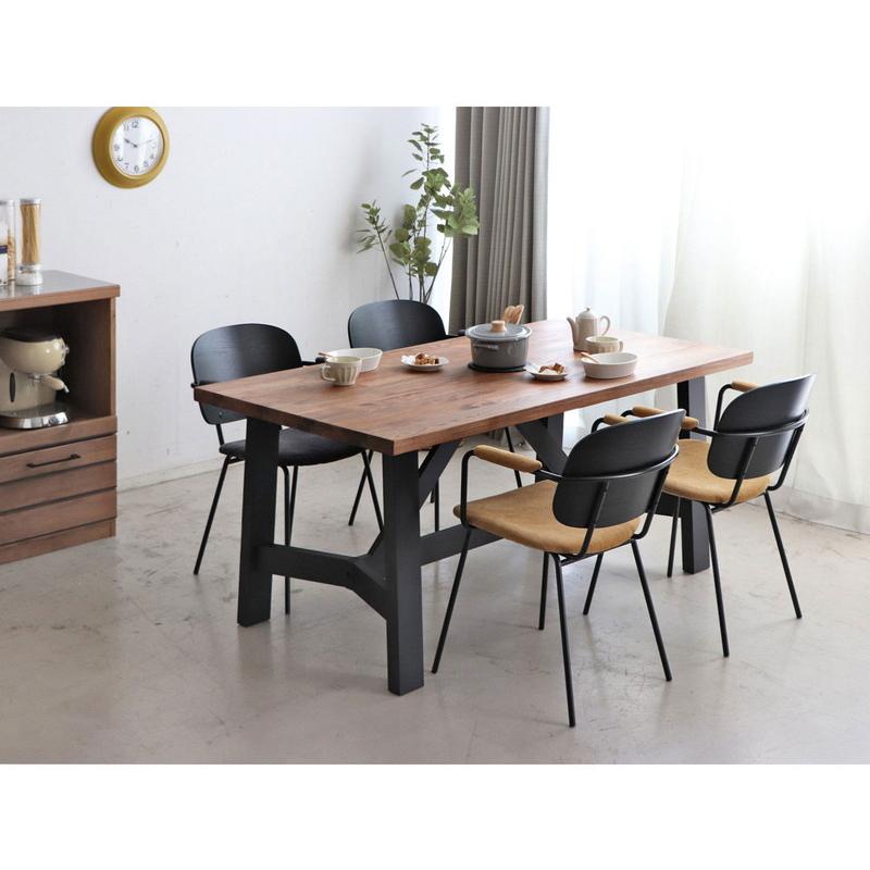 ダイニングテーブル 幅160cm ミックス無垢材 ウレタン塗装 アイアン脚