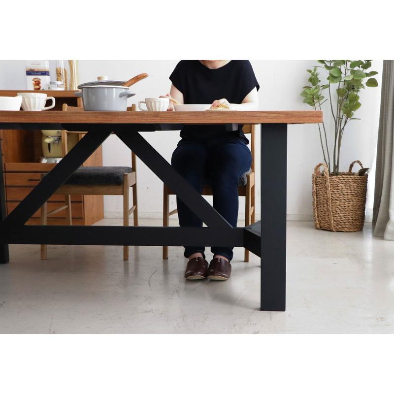 ダイニングテーブル 幅160cm ミックス無垢材 ウレタン塗装 アイアン脚