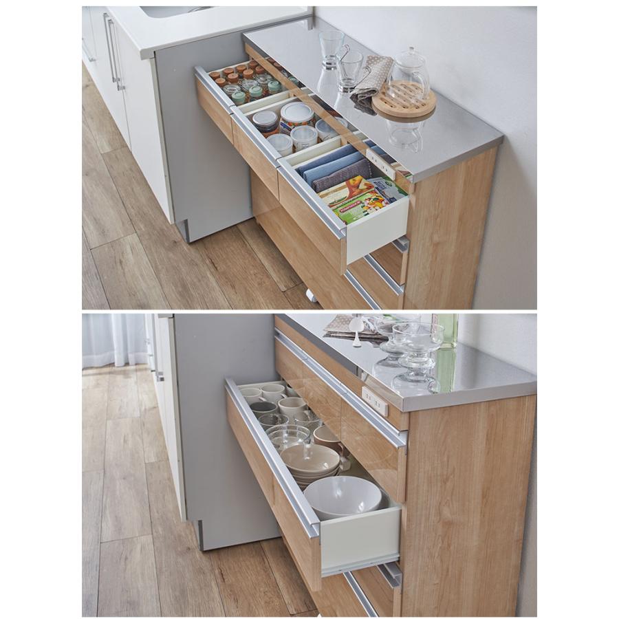 完成品 日本製 キッチンカウンター ステンレス天板 幅90 高さ85 4段