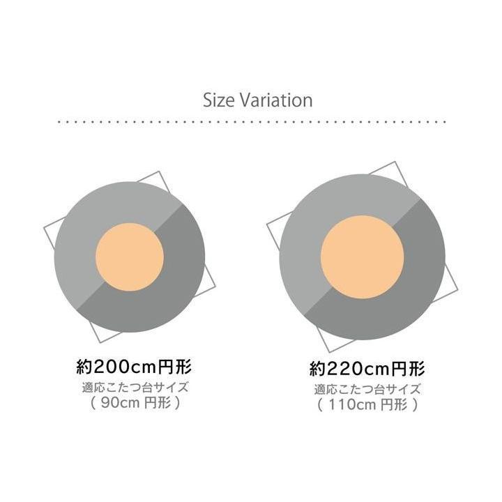 こたつ布団 円形 洗える シンプル チェック柄 レッド 約200cm クレア 代引不可の画像