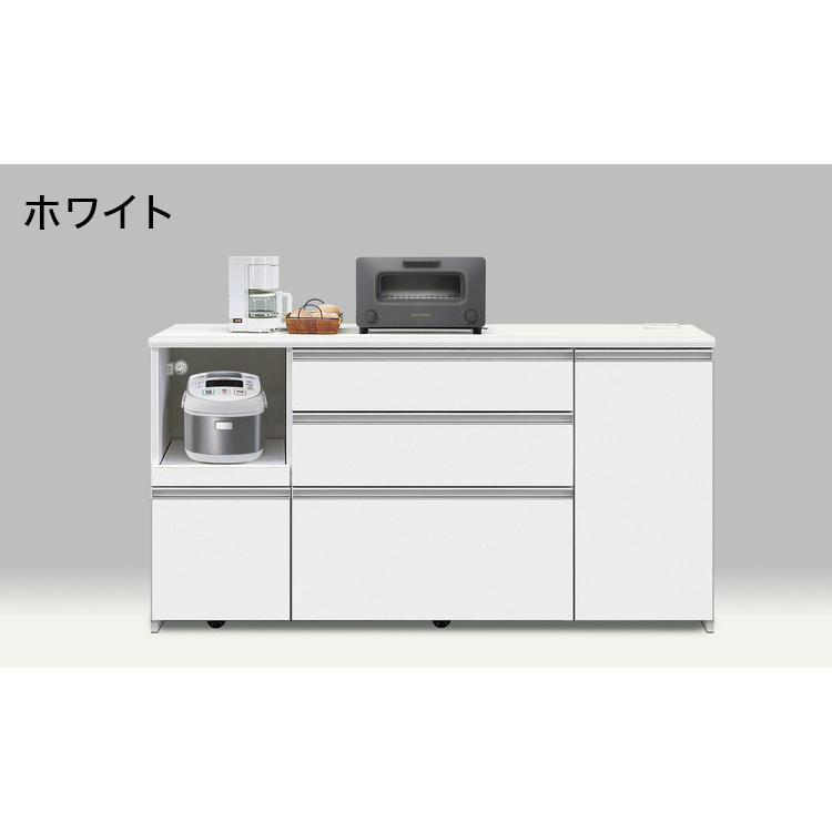 【早い者勝ち】 キッチンカウンター 食器棚 幅160cm 高さ85cm 完成品 レンジ台 収納 ハイカウンター キッチン収納 おしゃれ 鏡面 白 ホワイト レンジ台 代引不可 【MYK7375370940】(26571円)