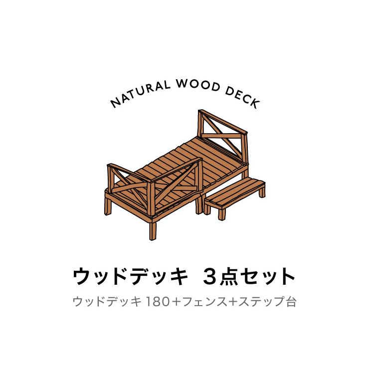 天然木 ウッドデッキ キット 0.5坪 セット 3点セット ウッドデッキ180+