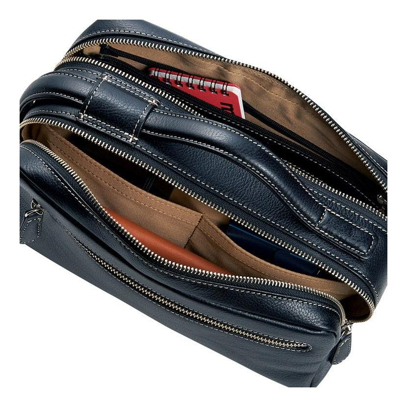 日本製牛革ダブルファスナーポーチ ブラック 良品工房 バッグ T19-308 代引不可_1