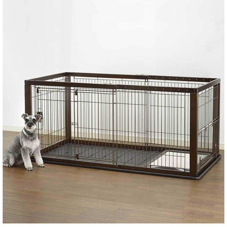 リッチェル 犬用 サークル ケージ 本体 & 屋根面 伸縮できる 幅90~154cm 11段階調整 木製 スライドペットサークル ワイド 木目 木目調 ウッド ハウス | ブランド登録なし | 01