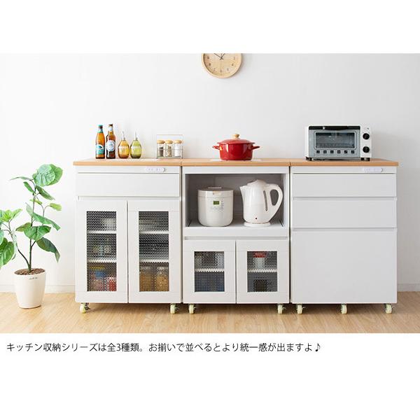 キャスター付き レンジ台 キッチンラック Semplice センプリチェ 幅60cm コンセント付き レンジワゴン キッチンワゴン ワゴン 代引不可の画像