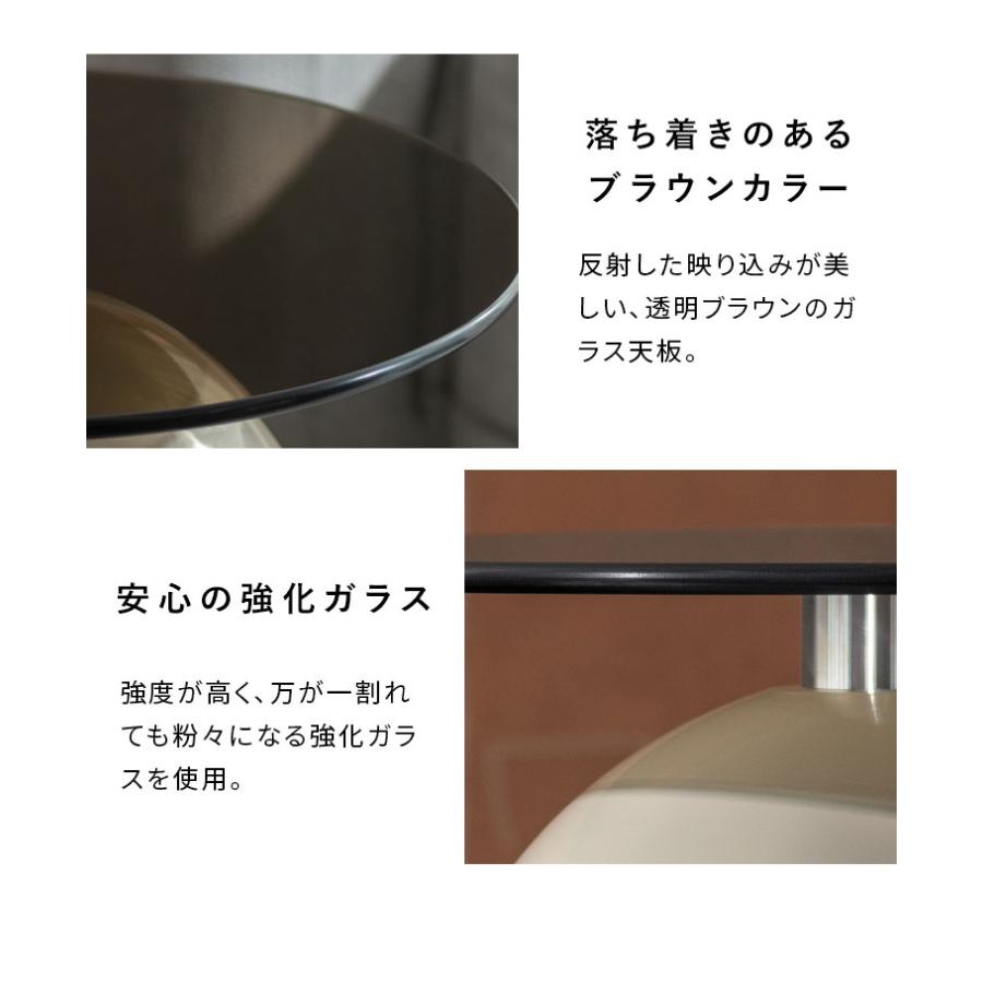 サイドテーブル テーブル ガラス天板 コンパクト ソファ ベッドサイド ソファ横 上品 かわいい ラウンド 直径39.5cm スチール コンパクトサイズ 代引不可の画像